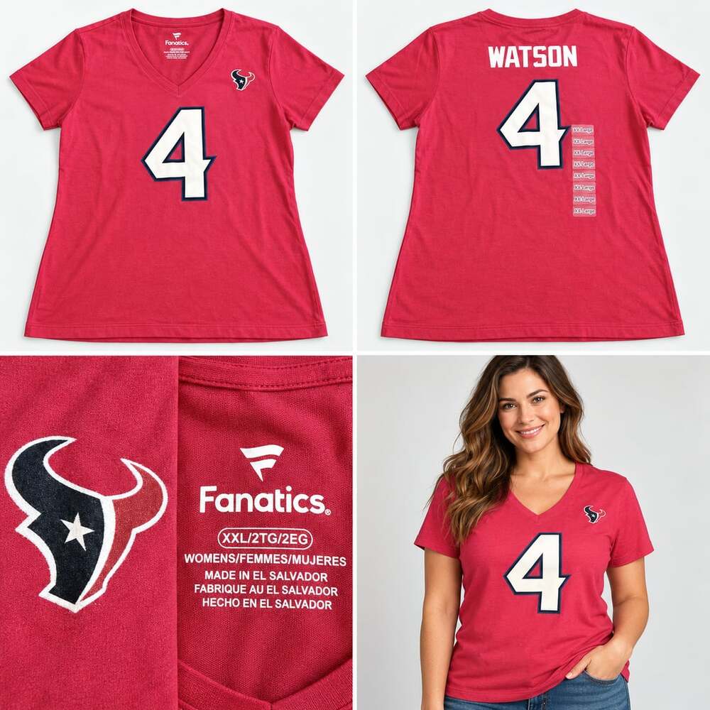 Fanatics Houston Texans Deshaun Watson #4 T-Shirt Size XXL Red